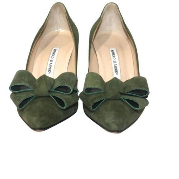 MANOLO BLAHNIK FOREST GREEN SUEDE PUMPS SIZE 9.5 - Picture 2 of 4